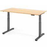 Steh-Sitz-Schreibtisch COMFORT graphit | elektrisch h�henverstellbar | B160 x T80 cm | Ahorn