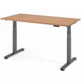 Steh-Sitz-Schreibtisch COMFORT graphit | elektrisch höhenverstellbar | B160 x T80 cm | Nussbaum hell