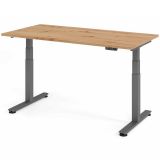 Steh-Sitz-Schreibtisch COMFORT graphit | elektrisch höhenverstellbar | B160 x T80 cm | Eiche Rustika