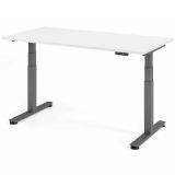 Steh-Sitz-Schreibtisch COMFORT graphit | elektrisch höhenverstellbar | B160 x T80 cm | Weiss classic