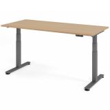 Steh-Sitz-Schreibtisch COMFORT graphit | elektrisch höhenverstellbar | B180 x T80 cm | Eiche