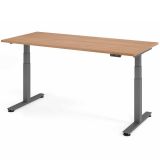 Steh-Sitz-Schreibtisch COMFORT graphit | elektrisch h�henverstellbar | B180 x T80 cm | Nussbaum hell