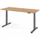 Steh-Sitz-Schreibtisch COMFORT graphit | elektrisch höhenverstellbar | B180 x T80 cm | Eiche Rustika