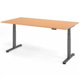 Steh-Sitz-Schreibtisch COMFORT graphit | elektrisch höhenverstellbar | B200 x T100 cm | Buche