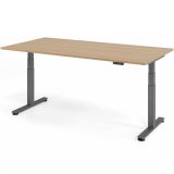 Steh-Sitz-Schreibtisch COMFORT graphit | elektrisch höhenverstellbar | B200 x T100 cm | Eiche