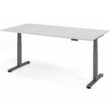Steh-Sitz-Schreibtisch COMFORT graphit | elektrisch höhenverstellbar | B200 x T100 cm | Lichtgrau