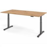 Steh-Sitz-Schreibtisch COMFORT graphit | elektrisch höhenverstellbar | B200 x T100 cm | Eiche Rustik