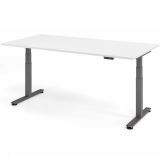 Steh-Sitz-Schreibtisch COMFORT graphit | elektrisch höhenverstellbar | B200 x T100 cm | Weiß