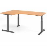 Steh-Sitz-Schreibtisch COMFORT graphit | elektrisch höhenverstellbar | in Eckwinkelform | Buche