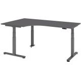 Steh-Sitz-Schreibtisch COMFORT graphit | elektrisch h�henverstellbar | in Eckwinkelform | Graphit