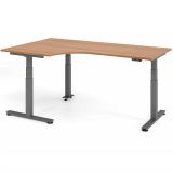 Steh-Sitz-Schreibtisch COMFORT graphit | elektrisch höhenverstellbar | in Eckwinkelform | Nussbaum h