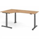 Steh-Sitz-Schreibtisch COMFORT graphit | elektrisch höhenverstellbar | in Eckwinkelform | Eiche Rust
