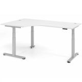 Steh-Sitz-Schreibtisch COMFORT graphit | elektrisch höhenverstellbar | in Eckwinkelform | Weiss clas