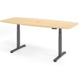 Steh-Sitz-Schreibtisch COMFORT graphit | in Tonnenform | elektrisch höhenverstellbar | Ahorn