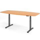 Steh-Sitz-Schreibtisch COMFORT graphit | in Tonnenform | elektrisch höhenverstellbar | Buche