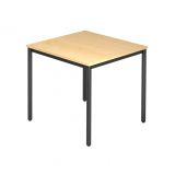 Meetingtisch SOLID | 80 x 80 cm | Ahorn/Schwarz
