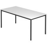 Schreibtisch LINEA | 160 x 80 cm | Gestell schwarz / chrom | Weiß classic