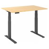 Sitz-Steh-Schreibtisch BUSINESS graphit | elektrisch h�henverstellbar | B120 x T80 cm | Ahorn