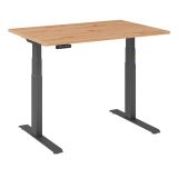 Sitz-Steh-Schreibtisch BUSINESS graphit | elektrisch h�henverstellbar | B120 x T80 cm | Eiche Rustik