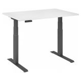 Sitz-Steh-Schreibtisch BUSINESS graphit | elektrisch h�henverstellbar | B120 x T80 cm | Wei� classic