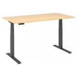 Sitz-Steh-Schreibtisch BUSINESS graphit | elektrisch höhenverstellbar | B160 x T80 cm | Ahorn
