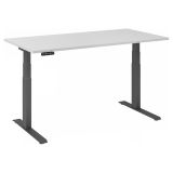 Sitz-Steh-Schreibtisch BUSINESS graphit | elektrisch höhenverstellbar | B160 x T80 cm | Lichtgrau