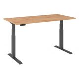 Sitz-Steh-Schreibtisch BUSINESS graphit | elektrisch höhenverstellbar | B160 x T80 cm | Eiche Rustik