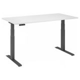 Sitz-Steh-Schreibtisch BUSINESS graphit | elektrisch höhenverstellbar | B160 x T80 cm | Weiß classic