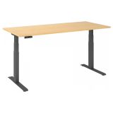 Sitz-Steh-Schreibtisch BUSINESS graphit | elektrisch h�henverstellbar | B180 x T80 cm | Ahorn