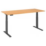 Sitz-Steh-Schreibtisch BUSINESS graphit | elektrisch höhenverstellbar | B180 x T80 cm | Buche
