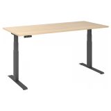 Sitz-Steh-Schreibtisch BUSINESS graphit | elektrisch höhenverstellbar | B180 x T80 cm | Eiche