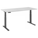 Sitz-Steh-Schreibtisch BUSINESS graphit | elektrisch höhenverstellbar | B180 x T80 cm | Lichtgrau