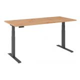Sitz-Steh-Schreibtisch BUSINESS graphit | elektrisch höhenverstellbar | B180 x T80 cm | Eiche Rustik