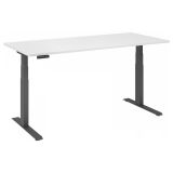 Sitz-Steh-Schreibtisch BUSINESS graphit | elektrisch höhenverstellbar | B180 x T80 cm | Weiß classic