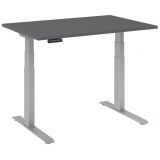 Sitz-Steh-Schreibtisch BUSINESS silver | elektrisch höhenverstellbar | B120 x T80 cm | Graphit
