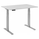 Sitz-Steh-Schreibtisch BUSINESS silver | elektrisch höhenverstellbar | B120 x T80 cm | Lichtgrau