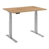 Sitz-Steh-Schreibtisch BUSINESS silver | elektrisch höhenverstellbar | B120 x T80 cm | Eiche Rustika