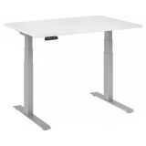 Sitz-Steh-Schreibtisch BUSINESS silver | elektrisch höhenverstellbar | B120 x T80 cm | Weiß classic