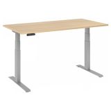 Sitz-Steh-Schreibtisch BUSINESS silver | elektrisch höhenverstellbar | B160 x T80 cm | Eiche