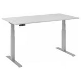 Sitz-Steh-Schreibtisch BUSINESS silver | elektrisch höhenverstellbar | B160 x T80 cm | Lichtgrau