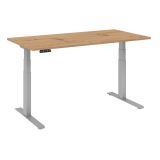 Sitz-Steh-Schreibtisch BUSINESS silver | elektrisch höhenverstellbar | B160 x T80 cm | Eiche Rustika