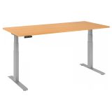 Sitz-Steh-Schreibtisch BUSINESS silver | elektrisch höhenverstellbar | B180 x T80 cm | Buche
