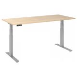 Sitz-Steh-Schreibtisch BUSINESS silver | elektrisch höhenverstellbar | B180 x T80 cm | Eiche