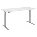 Sitz-Steh-Schreibtisch BUSINESS silver | elektrisch höhenverstellbar | B180 x T80 cm | Weiß classic