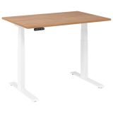 Sitz-Steh-Schreibtisch BUSINESS white | elektrisch höhenverstellbar | B120 x T80 cm | Nussbaum hell