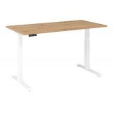 Sitz-Steh-Schreibtisch BUSINESS white | elektrisch höhenverstellbar | B160 x T80 cm | Eiche Rustikal