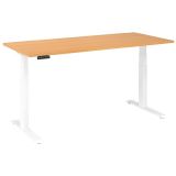 Sitz-Steh-Schreibtisch BUSINESS white | elektrisch höhenverstellbar | B180 x T80 cm | Buche
