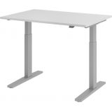 Steh-Sitz-Schreibtisch ECONOMY silver | elektrisch h�henverstellbar | B120 x T80 cm | Lichtgrau
