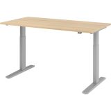Steh-Sitz-Schreibtisch ECONOMY silver | elektrisch h�henverstellbar | B160 x T80 cm | Eiche