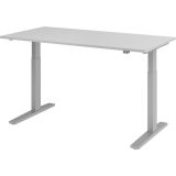Steh-Sitz-Schreibtisch ECONOMY silver | elektrisch h�henverstellbar | B160 x T80 cm | Lichtgrau